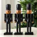 3 Pcs Christmas Nutcracker Ornaments 10 Inch Wooden Black Nutcracker Soldier African American Nut Cracker Figures Modern Minimalist Christmas Table Centerpiece Decor for Tabletop Mantle Fireplace Home