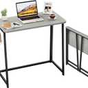 WOHOMO Small Foldable Computer Desk Writing Study Desk Easy Assembly Space-Saving Foldable Laptop Table Writing Workstation for Home Office,Grey (Small Size:31.5 x 15.7)