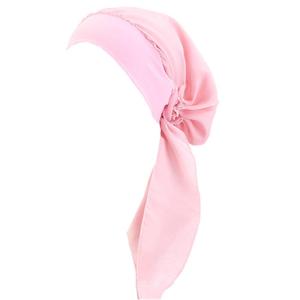 Fxhixiy Pre Tied Chemo Head Scarf for Women Cancer Slip On Bandana headwrap Turban headwear Hair Cover (Pink)