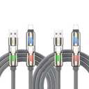 White Cat 4 in 1 Charging Cable,240W Chubby USB C Cable with Breathing Light, USB A/C to C/L Multi Charging Cable Fast Charging for iPhone, Pro Max MacBook, iPad Pro Air, SamSungS24, 4FT 2PC