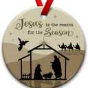 Nativity Scene Christmas Ceramic Ornaments, Jesus Ornament for Christianity Gift, Birth of Christ, Decoration for Christmas