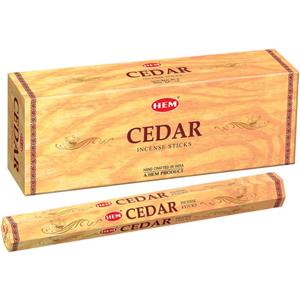 HEM Cedar Incense Sticks Pack Of 120 Count | 100% Natural, Pure House & Flower Powder | Fresh & Long Lasting Fragrance | Aromatherapy Incense For Air Purifier, Stress Relief & Cleansing | Gift Set (20 Count (Pack of 1))