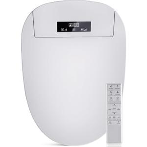 Bidet Toilet Seat with Adjustable Heated Seat & Water, Air Dryer, Quiet Close Lid, Wireless Remote - Electric Bidet Seat 201SP (Elongated)