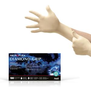 Ansell Microflex Diamond Grip MF-300 Disposable Latex Gloves for Automotive, Healthcare, Machinery Industries (Yellow, M)
