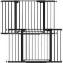 Cumbor 2 Pack 29.7-51.5" Extra Wide Baby Gate for Stairs, Easy Walk Through Dog Gates for Doorways, Pressure Mounted Pet Gate Indoor, Safety Auto-Close Child Gate for Kids with 4 Wall Cups, Black