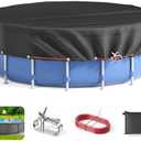 12Ft Round Pool Cover - Covers for Above Ground Pools, Inflatable Pool Cover Protector with Steel Rope, Increase Stability Ground Swimming Pools, Waterproof and Dustproof Swimming Pool Covers