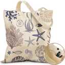 Cute Canvas Tote Bag for Women - with Magnetic Buckle and Zipper Inner Pocket for Girls Aesthetic Cotton Tote Bags