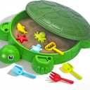 VROGTIK Turtle Sandbox with Lid & Beach Toys Set, 38" Kids Sandbox for Toddlers 3-8, Indoor Outdoor Sensory Play Sand Box with Cover, Summer Gift for Ages 3-8