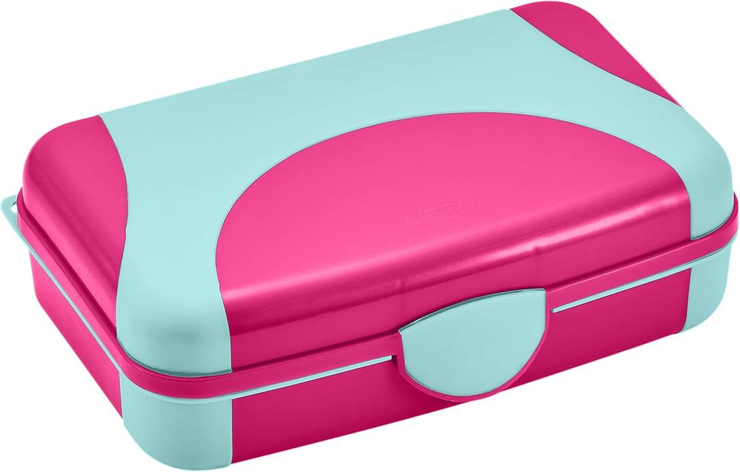LockerMate by Bostitch Hard Pencil Case, Durable Plastic Pencil Box, Kid-Friendly Design, Pink & Blue