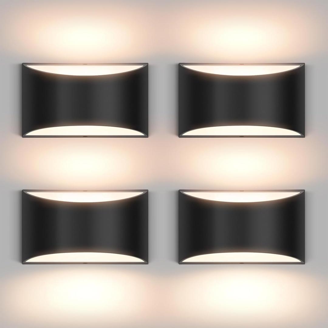 4 Pack Black Modern LED Wall Sconce Hardwired Indoor Wall Lights Up and Down Wall Mount Light Fixture for Living Room Bedroom Corridor Hallway Conservatory Warm White 3000K(with G9 Bulbs)