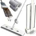 Hands Free Microfiber Mop with 4 Washable Pads | 61" Stainless Steel Handle, Efficient Flat Mop, For All Hard Floors