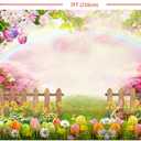 Dudaacvt 7x5ft Easter Backdrop Happy Easter Photography Backdrops Green Grass Photo Background Colorful Eggs Children Kids Adult Easter Party Backdrop
