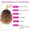 Goddess Faux Locs Crochet Hair for Women 8 Inch Brown Blonde Goddess Locs Crochet Hair 7 Packs Boho Style Locs River Hair with Curly Ends (1B/30/27)