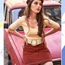 WILLBOND 4 Pcs Women's Elastic Raffia Woven Belt, Boho Rattan Buckle Stretch Straw Wide Waist Belt for Dresses Jeans Pants