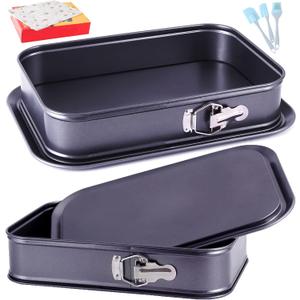 Kenond Large Springform Cake Pan, 14 x 11-Inch Rectangle Cheesecake Pan, Tiramisu Bakeware with 50Pcs Wax Paper, 3Pcs Spatula Set, Non-Stick Baking Pan Mold Leakproof