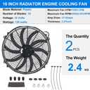 2PCS 16 Inch Universal Slim Fan Push Pull Electric Radiator Cooling 12V 120W Mount Kit Black