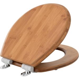 Bamboo Toilet Seat, Round, Soft Close, Magnetic Quick-Release for Easy Cleaning, Arch-Tite Never Loosens, Adjustable Fit