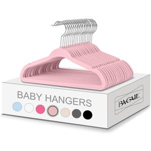 BAGAIL Kids Velvet Hangers 11 Inches Children's Clothes Hangers Non-Slip Baby Hangers for Infant/Toddler (Blush Pink,50pack)