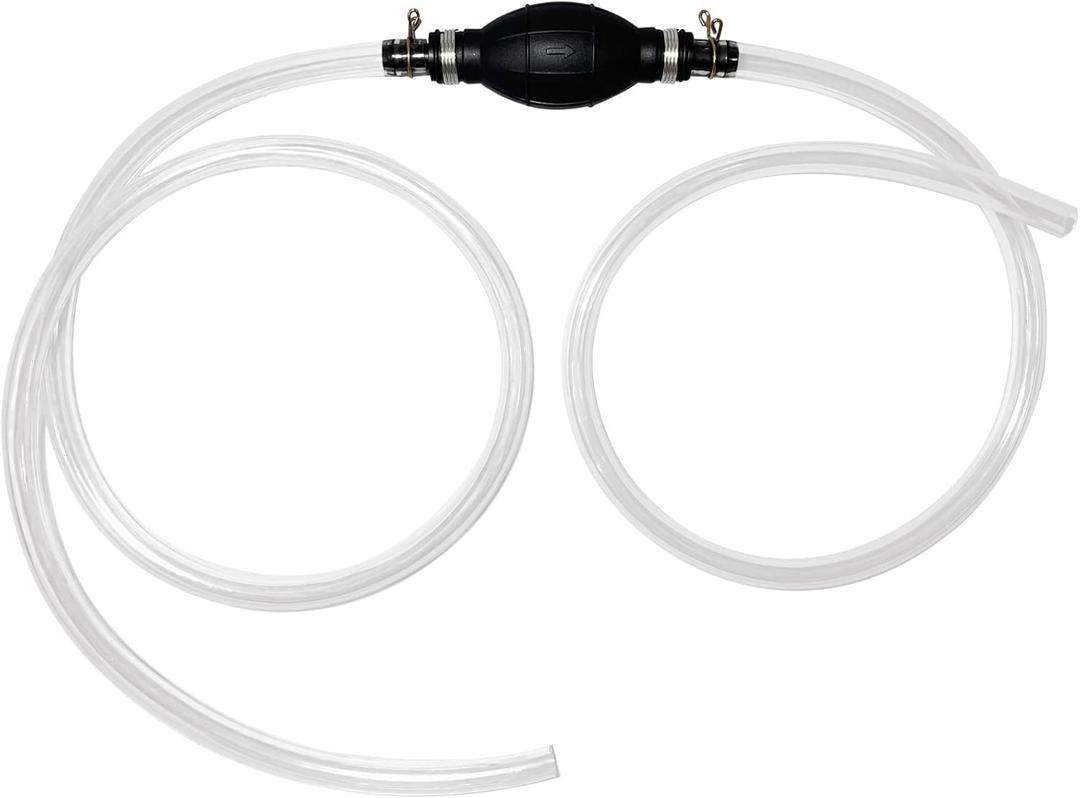 Brandon-Super Gasoline Siphon Hose, Fuel Transfer Siphon Pump for Gas, Oil, and Water, Manual Fuel Pump with 2 PVC 15mm Hoses and Metal Buckles (No Hose Clip)