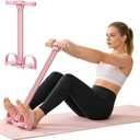 Pedal Resistance Bands with Handles,6-Tube Elastic Yoga Foot Pedal Resistance Band, Natural Rubber Tension Rope, Fitness Shaping Yoga for Abdominal, Leg, Arm and Back Slimming Trainingce (Pink)