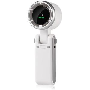 Portable Mini Handheld Fan with Digital Display, Rechargeable Battery,Battery capacity: 1800mAh, White