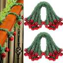 25 Pcs 20 Inches Christmas Garland Ties with Bells Decorative Twist Ties Garland Hanger for Banister Stairs Railing Reusable Flexible Twist for Xmas Holiday Decorations (Red)