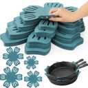 Goaste 24 Pack Pot and Pan Protectors, 4 Different Size Pans Separator, Anti-Slip Pan Dividers Pads, Felt Cookware Protector Set for Stacking and Protecting Your Cookware, Set of 24, Cyan