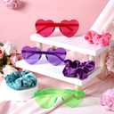 Suncalla 24 Pcs Kpop Theme Party Favors Popular Singer Gift Heart Shaped Glasses and Hair Scrunchie for Women Birthday Friendship Disco Y2k Fans 80s Party Supplies