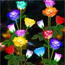 TONULAX Solar Garden Lights - Upgraded Outdoor Light, 7 Color Changing Rose Lights for Yard,Garden Decoration, Enlarged Solar Panel, More Realistic Rose Flower (4 Packs)