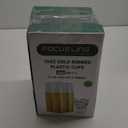 FOCUSLINE 10 oz Gold Plastic Cups, Disposable Clear Fancy Hard Plastic Cups, Gold Rimmed, Heavy Duty, Reusable,100 Count