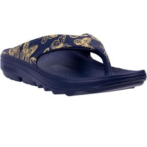Spenco Women's Comfort Slide Sandal (8 Wide, Navy/Yellow)
