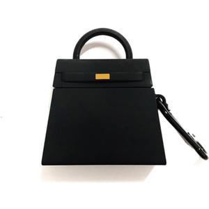 Case for AirPods 4, Girls Creative Fashion Mini Handbag Purse Case, Stylish Soft Silicone TPU Earphone Protection Charging Cover for AirPods 4 +Hook -Black