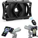 APEXEL 360 Telescope Phone Adapter, Upgraded Binocular Photo Adapter for Android & iPhone, Smartphone Mount for Telescope, Monocular, Microscope, Spotting Scope. (Including Bluetooth Shutter Remote) (Black)