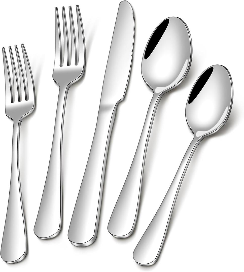 PHILIPALA 20 Piece Silverware Set, Stainless Steel Flatware Set for 4 Food Grade Cutlery Utensil Set Include Knife Fork Spoon Mirror Polished Dishwasher Safe