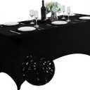SuperO Waterproof Spandex Table Cover for 6FT Table Universal Fitted Stretch Tablecloth for Party, Banquet, Wedding and Events-Black (72" x 30" (Rectangular))