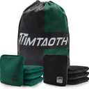 Dual Sided Corn Hole Bags Professional Cornhole Bags Set of 8 Regulation Corn Hole Bean Bags Slick and Stick (Dark Green and Black)