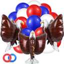 Whaline 63 Pcs Patriotic Balloons Set 3D Giant Eagle Foil Balloon 4th of July Red Blue White Latex Balloons with Ribbon for Independence Day Veterans Day Decor