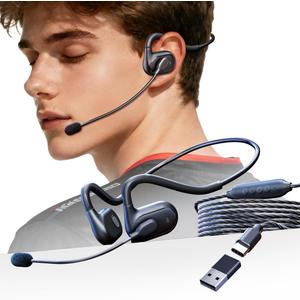 Gaming Headset with Mic, Open Ear Headphones, Wired PC Headset with Microphone, 7.1 Surround Sound PC Gaming Headset for Laptop, PS5, Switch, iPhone 16/15, Wired Headphones for Work (USB-C & USB-A)