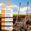 Broadfork 5-Tine Broad Fork for Gardening, Heavy Duty Broadfork Tool with 5 Sharp Tines, Ergonomic Handle, Steel,Robust Durable Garden Fork for Cultivating,Loosening Soil,Easy to Assemble