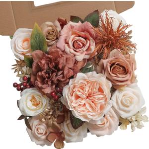 YYHUAWU Artificial Flowers Combo Set Fake Flower Leaf Box with Stems for DIY Wedding Bouquets Centerpieces Flower Arrangements Decorations Baby Shower Party Home Decorations (Blush)