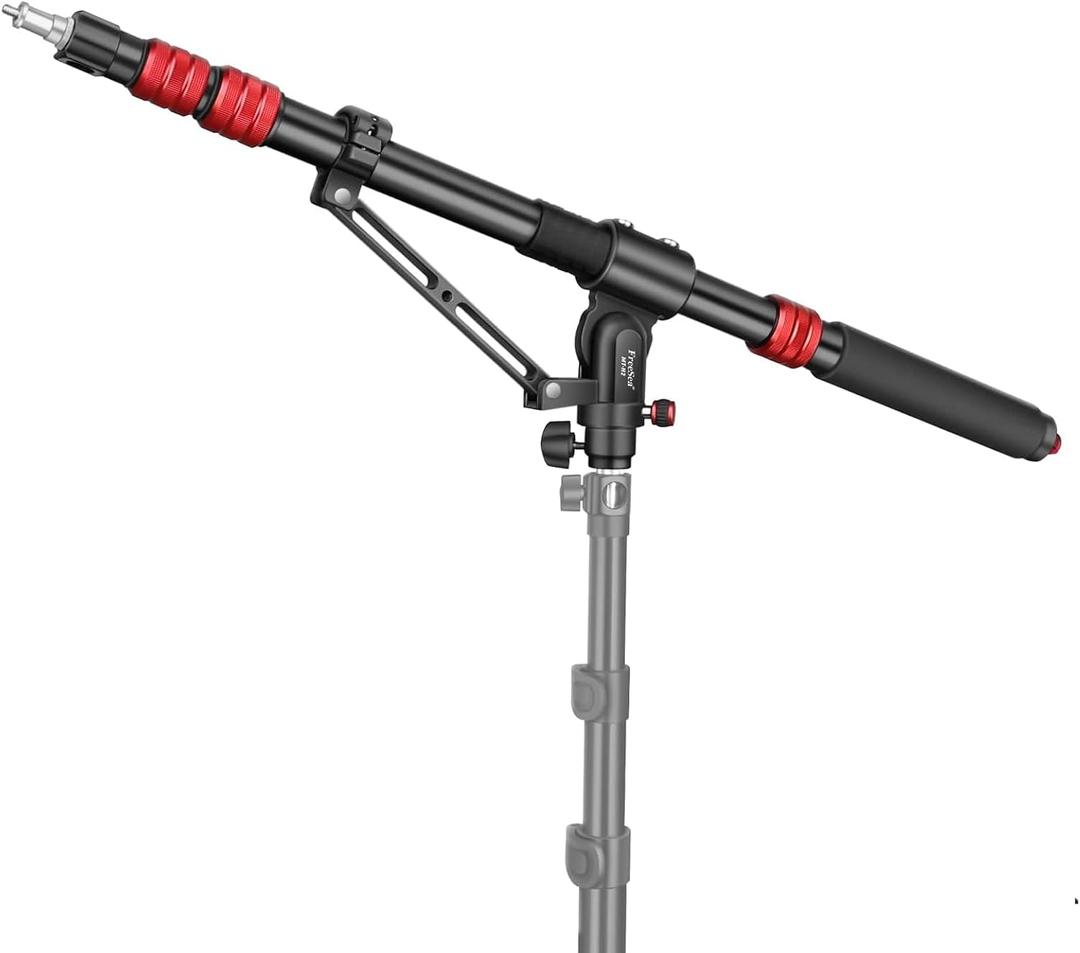 FreeSea Tripod Extension Arm & Boom Arm: 27.6-80.7" Aluminum Alloy Heavy Duty w/ 4.4lbs Load, 90° Tilt & Extendable Tail for C Stand Photography​