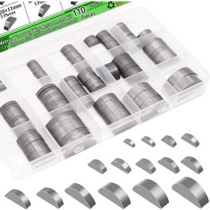 110PCS Metric Woodruff Key Assortment Kit, 15 Sizes Carbon Steel Woodruff-key Kit Woodruff Key-Crankshaft-Keyway Shaft Feather Key for Fastening Connection