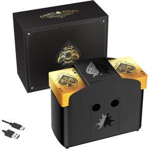 Fully Automatic Card Shuffler 1-4 Deck, USB/Battery Operated Electric Shuffler, Lower Noise Playing Card Shuffle for UNO, Poker, Phase 10,Skip-Bo, Blackjack Black