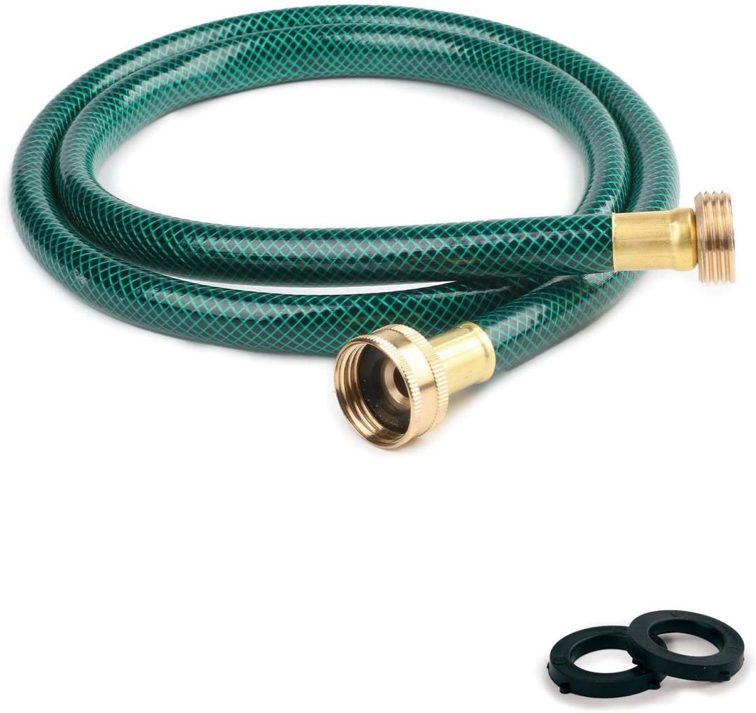 Garden Hose PVC Pipe Connector: 5FT Flexible Water Hose with Brass Fittings for RV Filter System or Outdoor Purifier Hookup (Green)