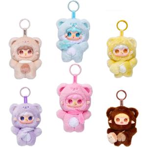 Yooki Cute Plush Pendant Blind Box,Random Vinyl Dolls Surprise Birthday Gifts,Single Mystery Box-Take A Bite of Bear Series