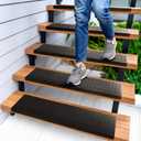 Rubber Stair Treads Outdoor 35"x10" 5-Pack - Heavy-Duty Outdoor Stair Treads Non-Slip Weather Resistant - Exterior Rubber Mats for Wooden Steps - Anti Slip Step Covers by Thunder Grip