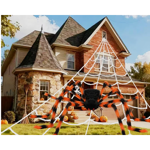 200" Halloween Spider Web + 59" Giant Spider Decorations, Triangular Huge Spiders Web and Hairy Scary Fake Spider, for Indoor Outdoor Porch Yard, Scary Haunted House Party, and Halloween Décor