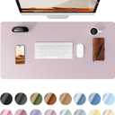 YSAGi Leather Desk Protector, Office Mat, Large Mouse Mat, Non-Slip PU Leather Blotter, Laptop Pad, Waterproof Writing Pad for Office and Home (Grayish Lavender, 35.4" x 17")