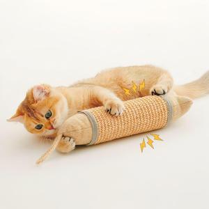 Cat Kicker Toy, 10 Inch Long Cat Scratcher Toy, Natural Sisal Toy for Indoor Cats (Oranger and Silver)