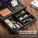 melafa365 Nightstand Organizer for Men,Phone Docking Station with Cable Management,Night Stand with Drawer,Bedside Organizer for Watches,Keys,Wallets,Gifts for MenBlack